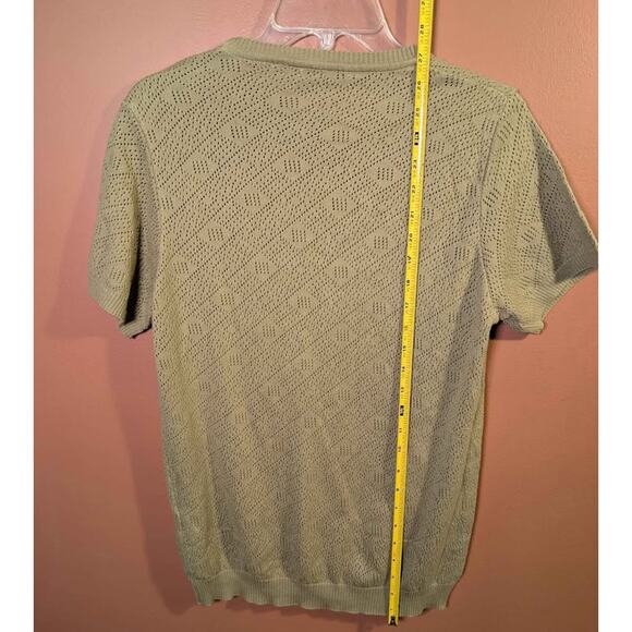 Ron Tomson RNT23 Geometric Crochet Knit Top - Light Green Size S / 46 / 36 - Picture 5 of 7